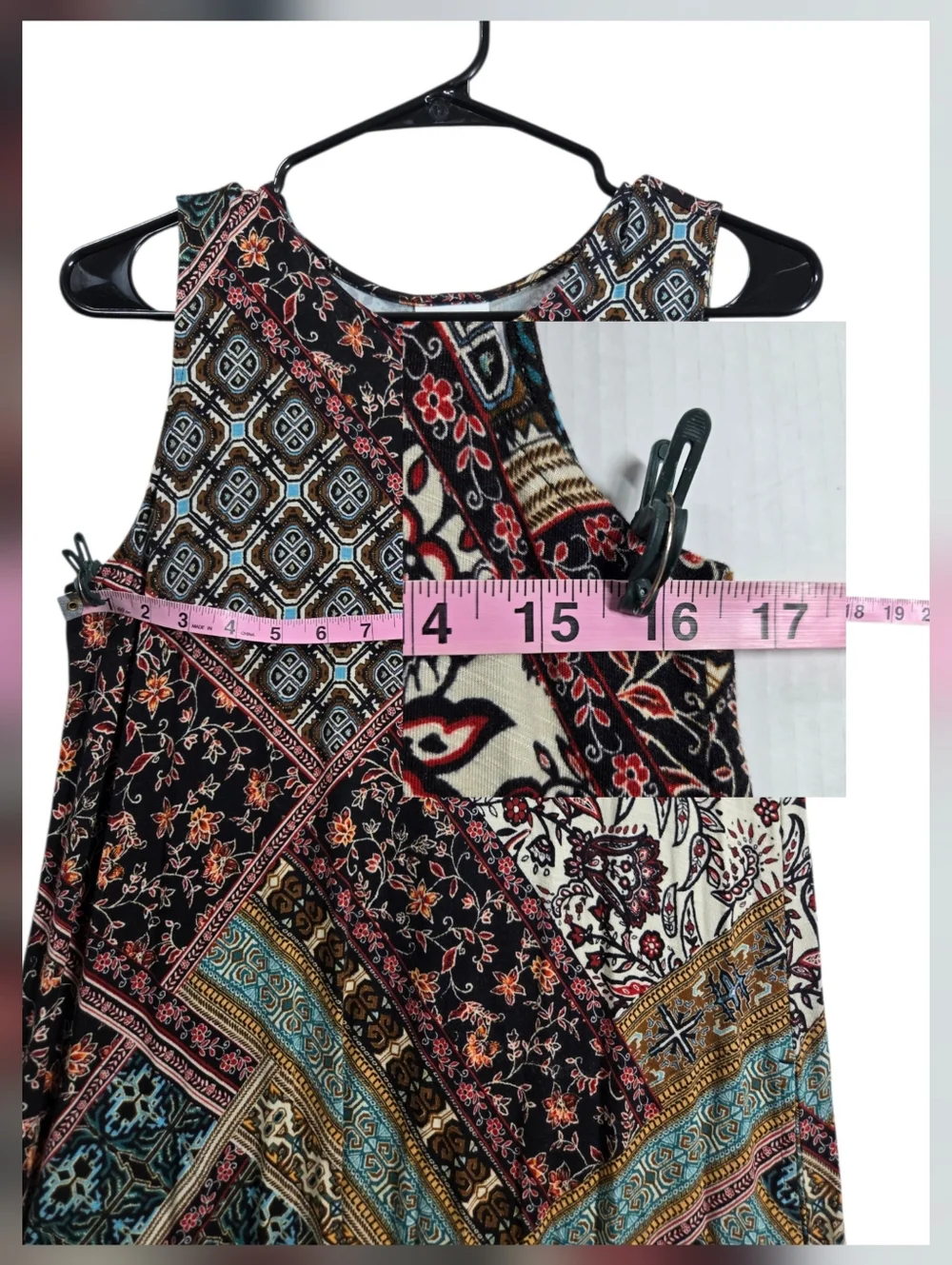 J. Jill Mixed-Print Sleeveless Stretchy Knit Maxi Dress Pockets